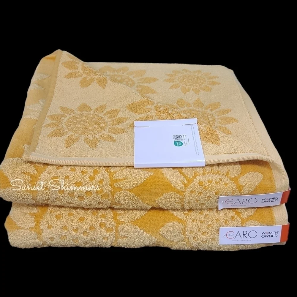 6pc Summer Fall SUNFLOWER BATH HAND TIP TOWEL SET Caro Home NEW